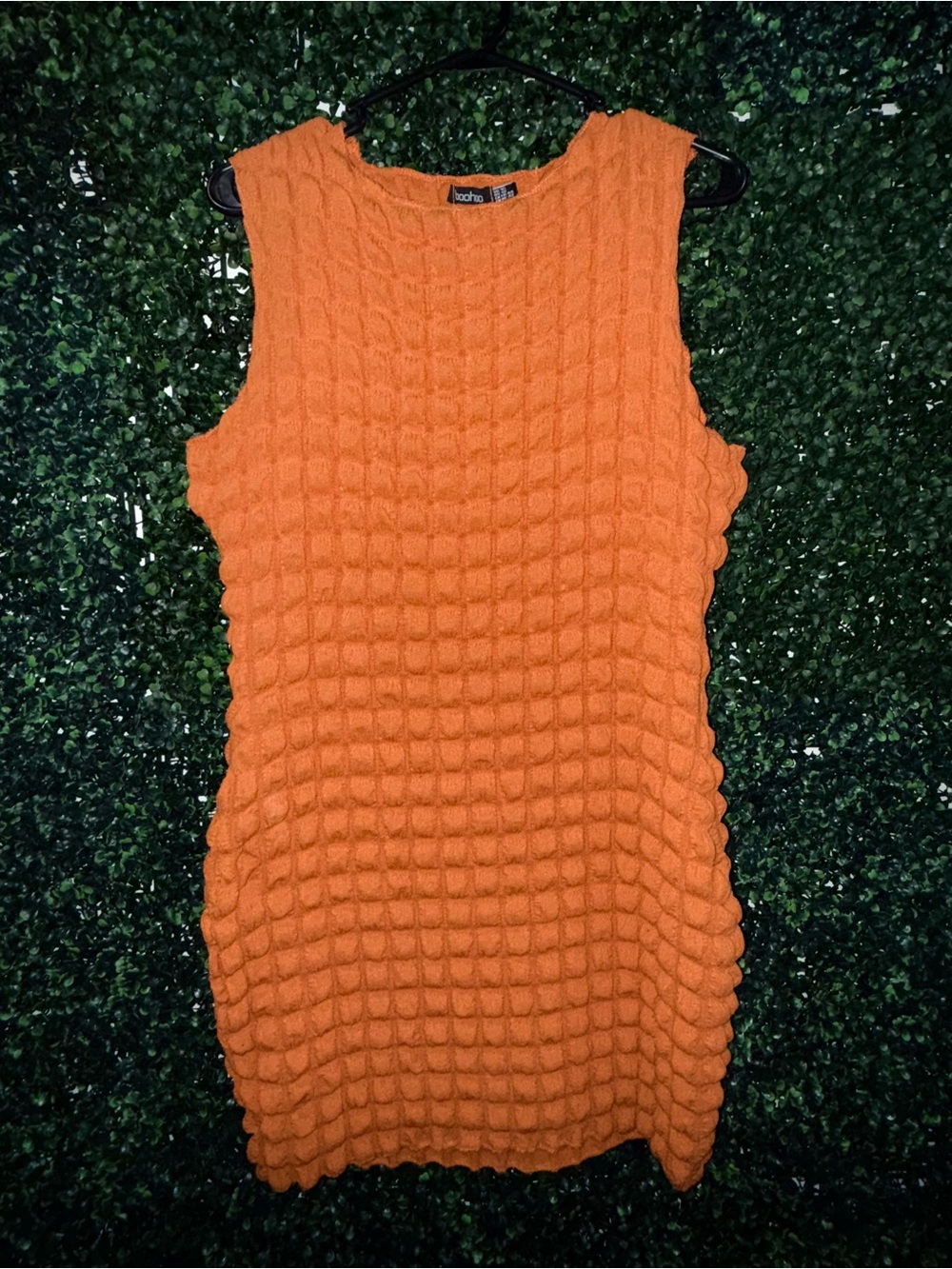 Boohoo Orange Textured Sleeveless Knit Dress - US Size 12